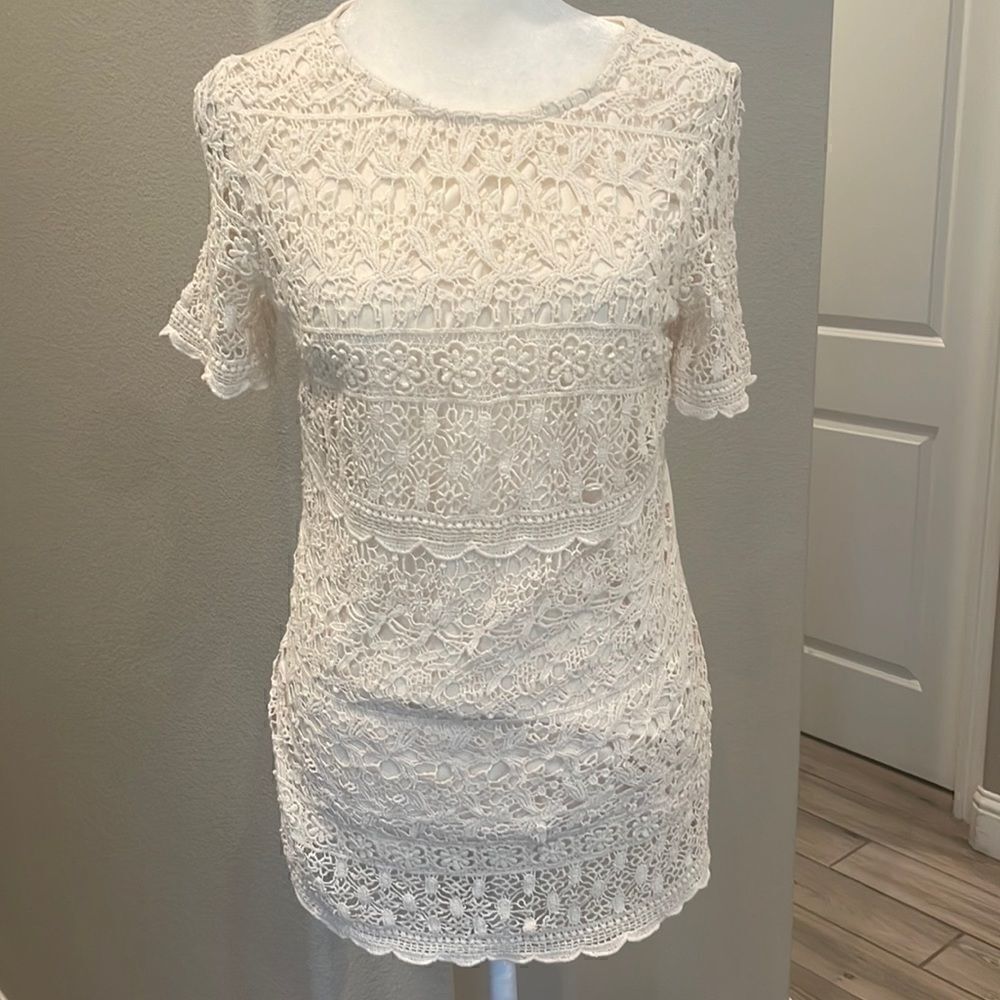 Kenar Crochet Cotton Short Sleeve Blouse